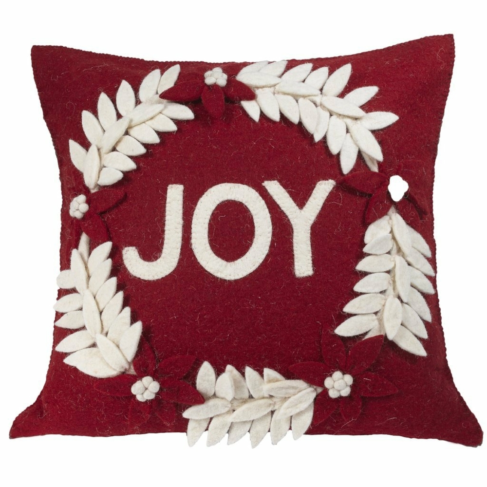 Arcadia Home Felted Wool Christmas Pillow- MERRY